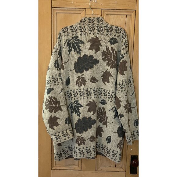 Alps Fine Apparel Womens Vintage 90s Wool USA Leaf Cardigan Size XL Beige FA EXC - Picture 9 of 12